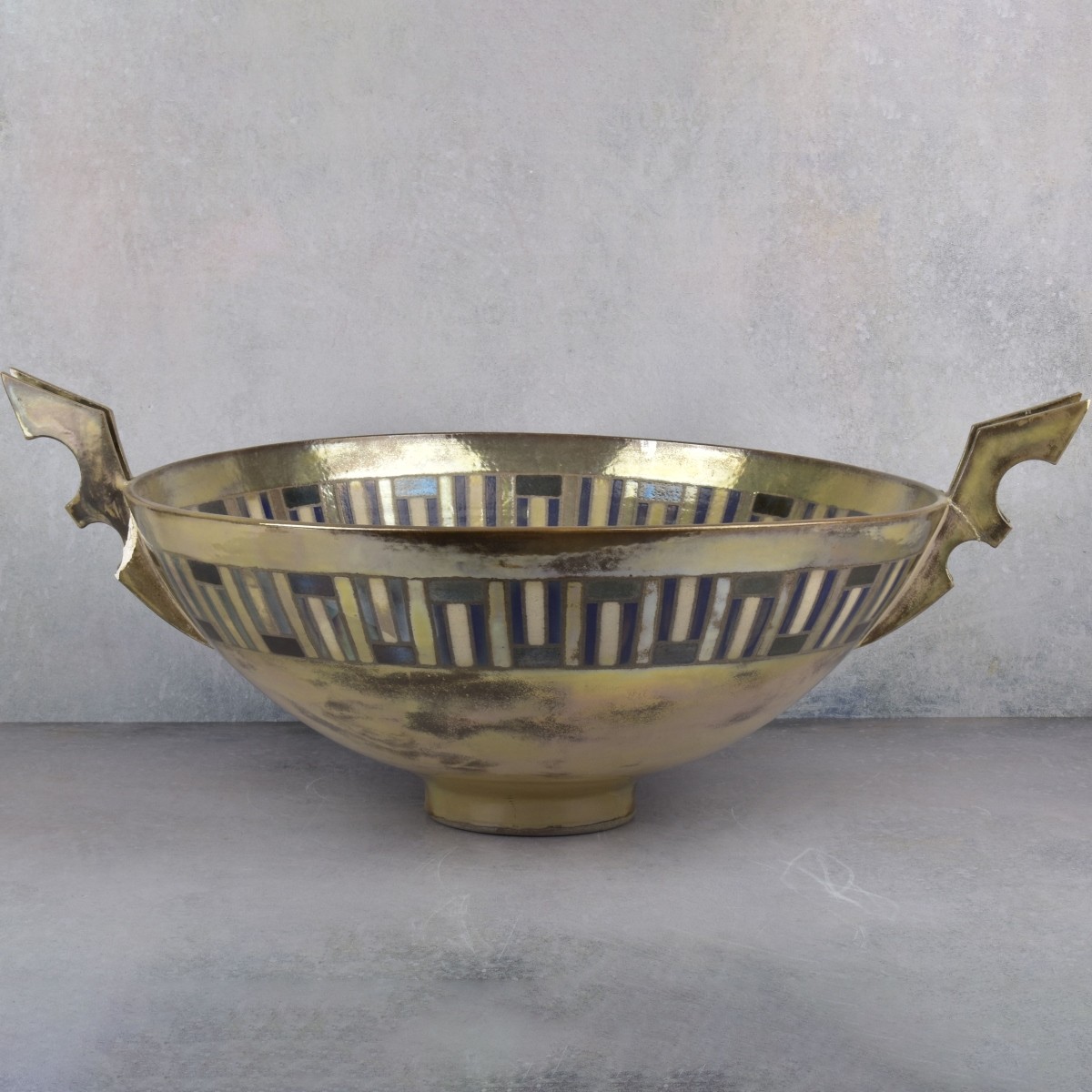 Large Art Deco Style Pottery Bowl