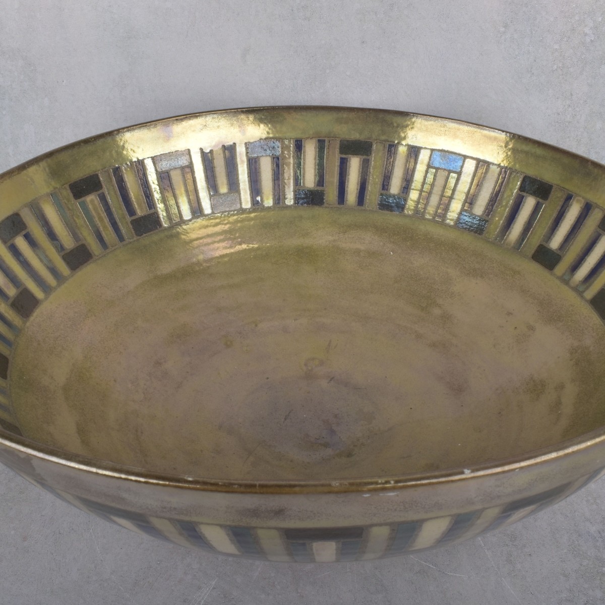 Large Art Deco Style Pottery Bowl