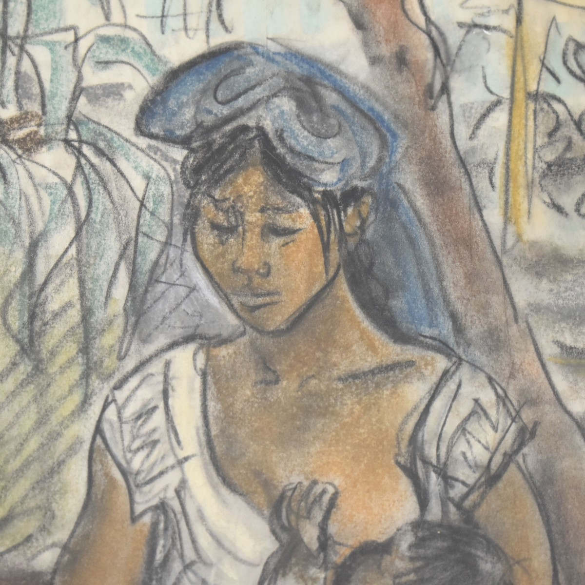 Gouache on Paper Mother Feeding A Young Child