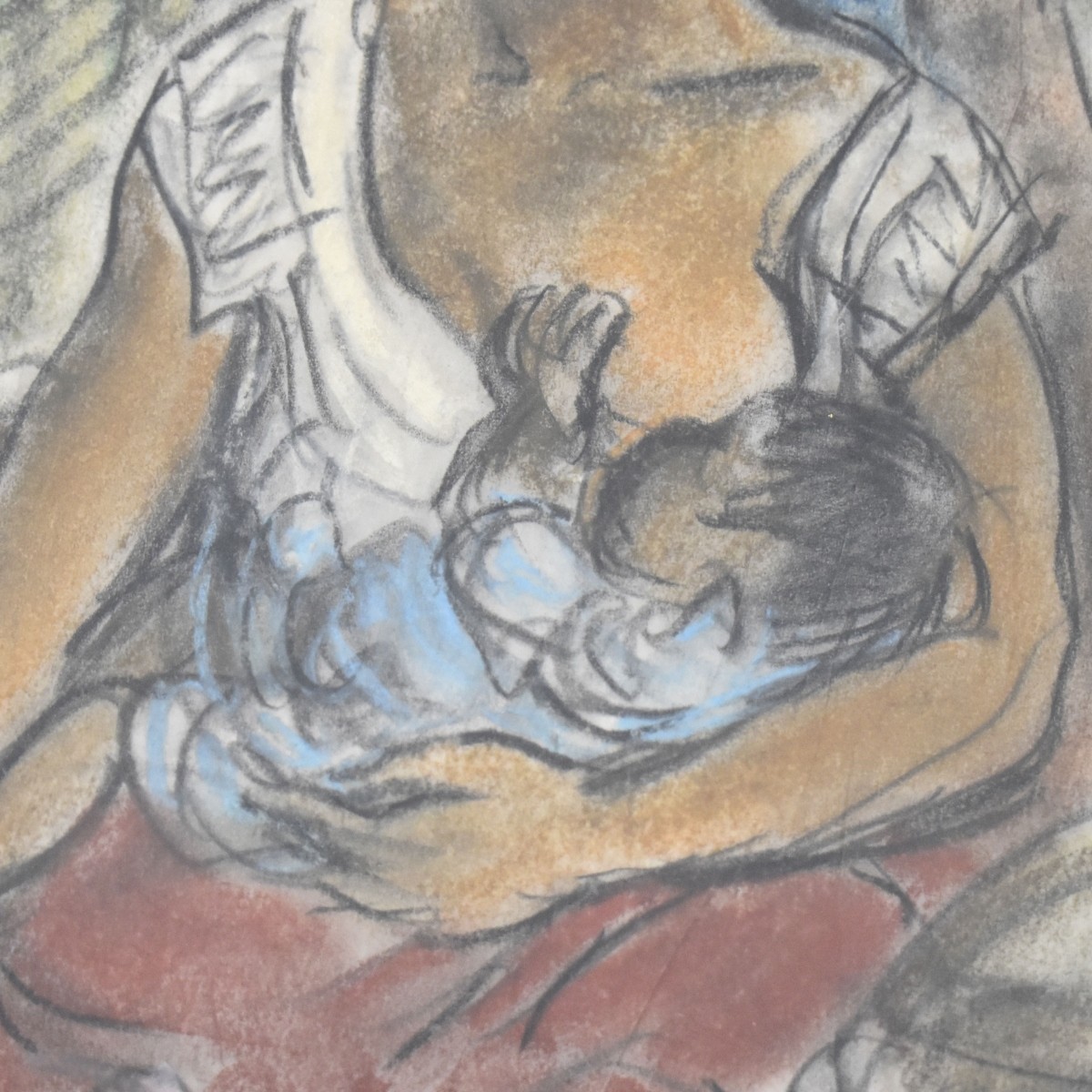 Gouache on Paper Mother Feeding A Young Child