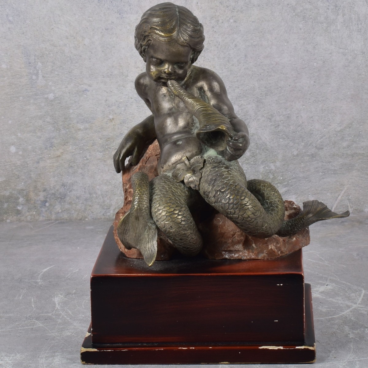 Merbaby Dolphin Bronze Figurine