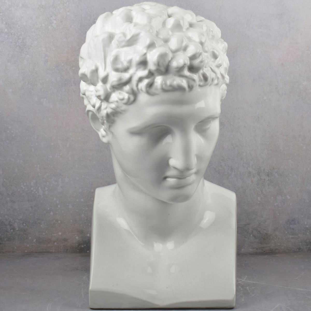 Large White Glazed Porcelain Head of Hermes