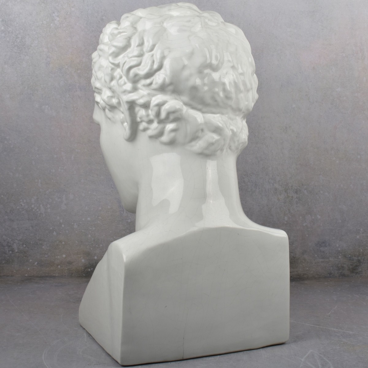 Large White Glazed Porcelain Head of Hermes
