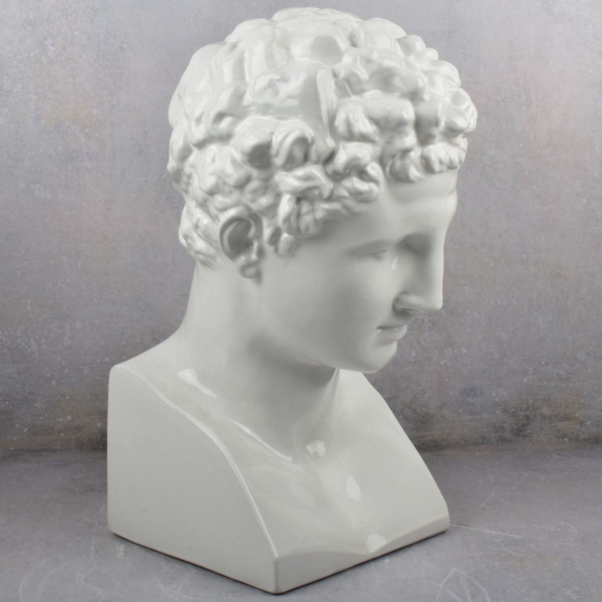 Large White Glazed Porcelain Head of Hermes