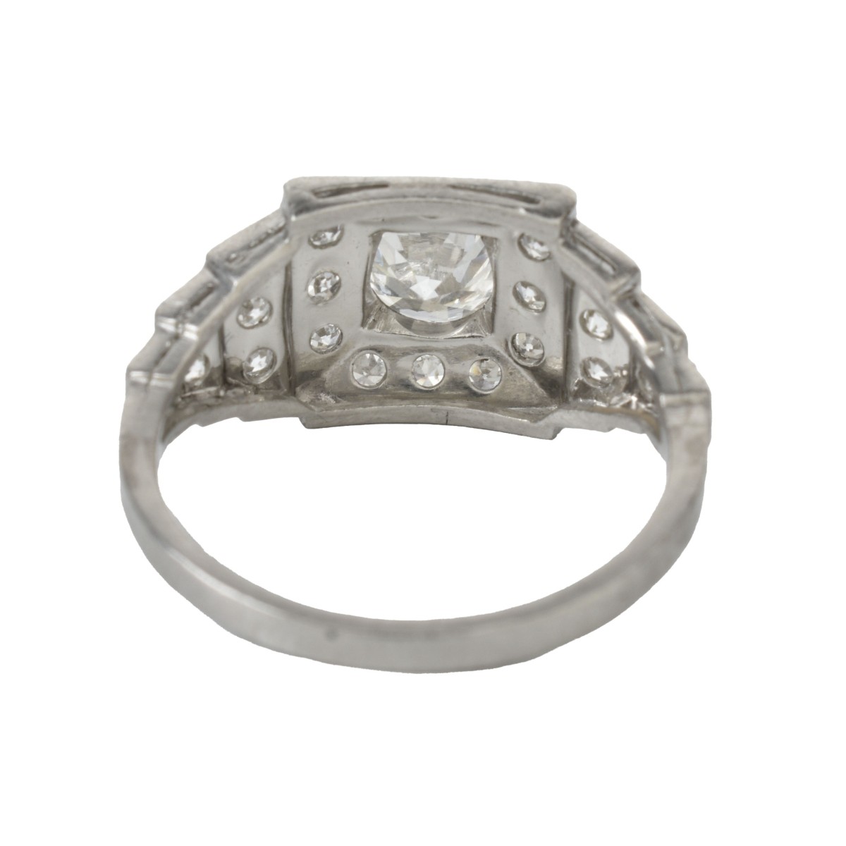 Deco Diamond and Platinum Ring