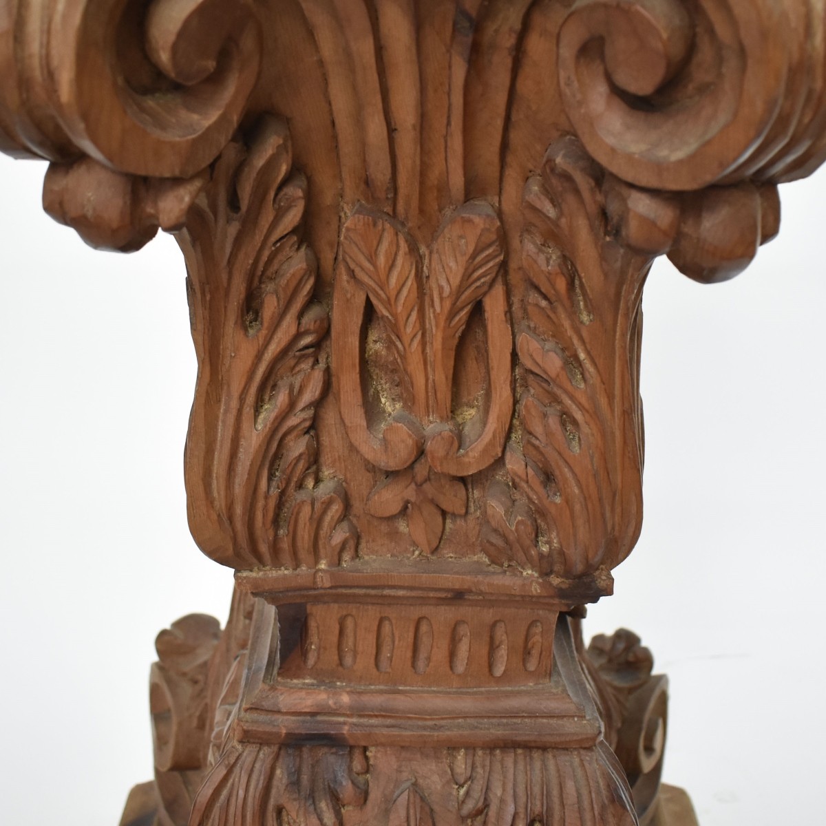 Vintage Carved Wood and Glass Console Table