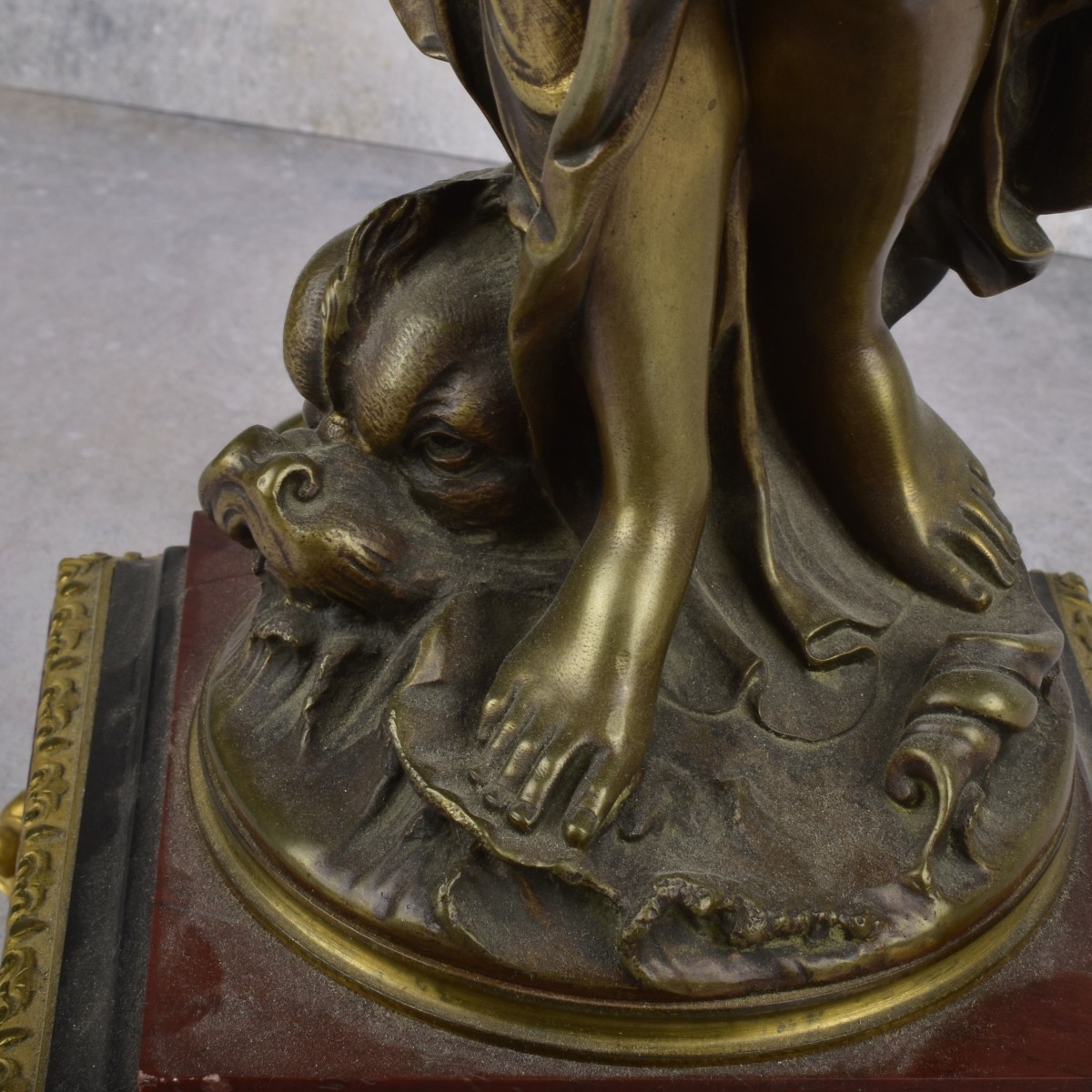 Large Art Nouveau Style Bronze & Gilt Candlelabra