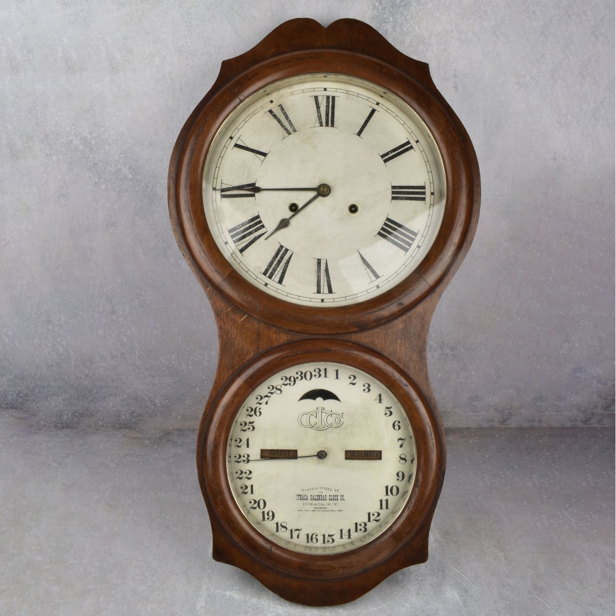 Antique Ithaca Double Dial Calendar Clock