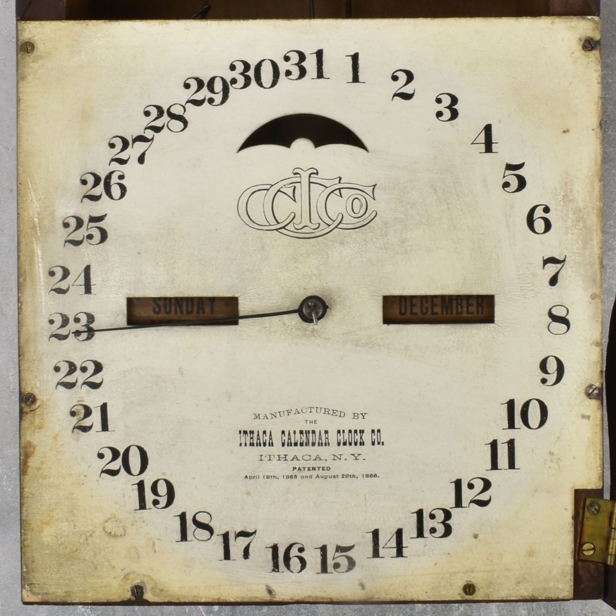 Antique Ithaca Double Dial Calendar Clock