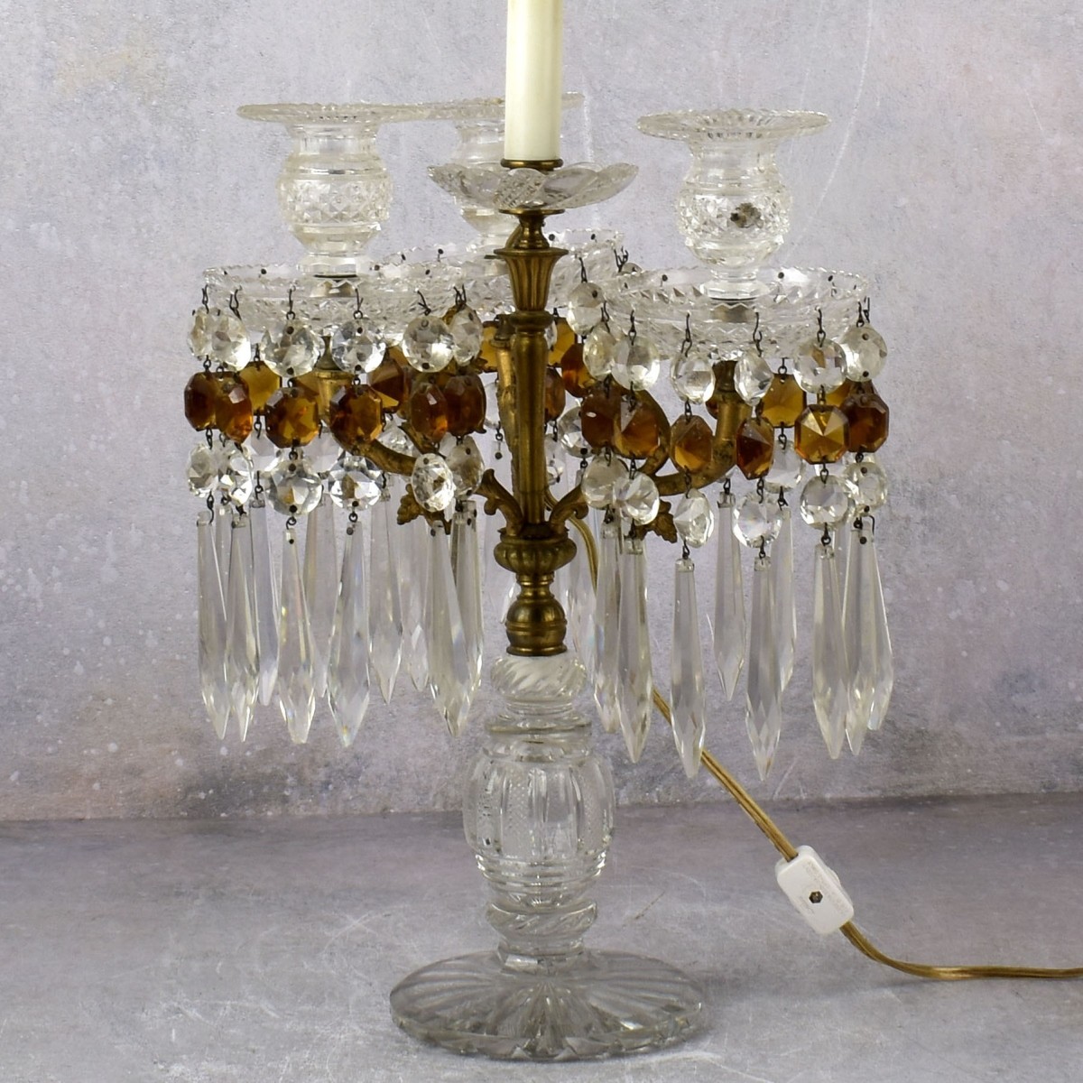Antique Cut Crystal Luster Table Lamp