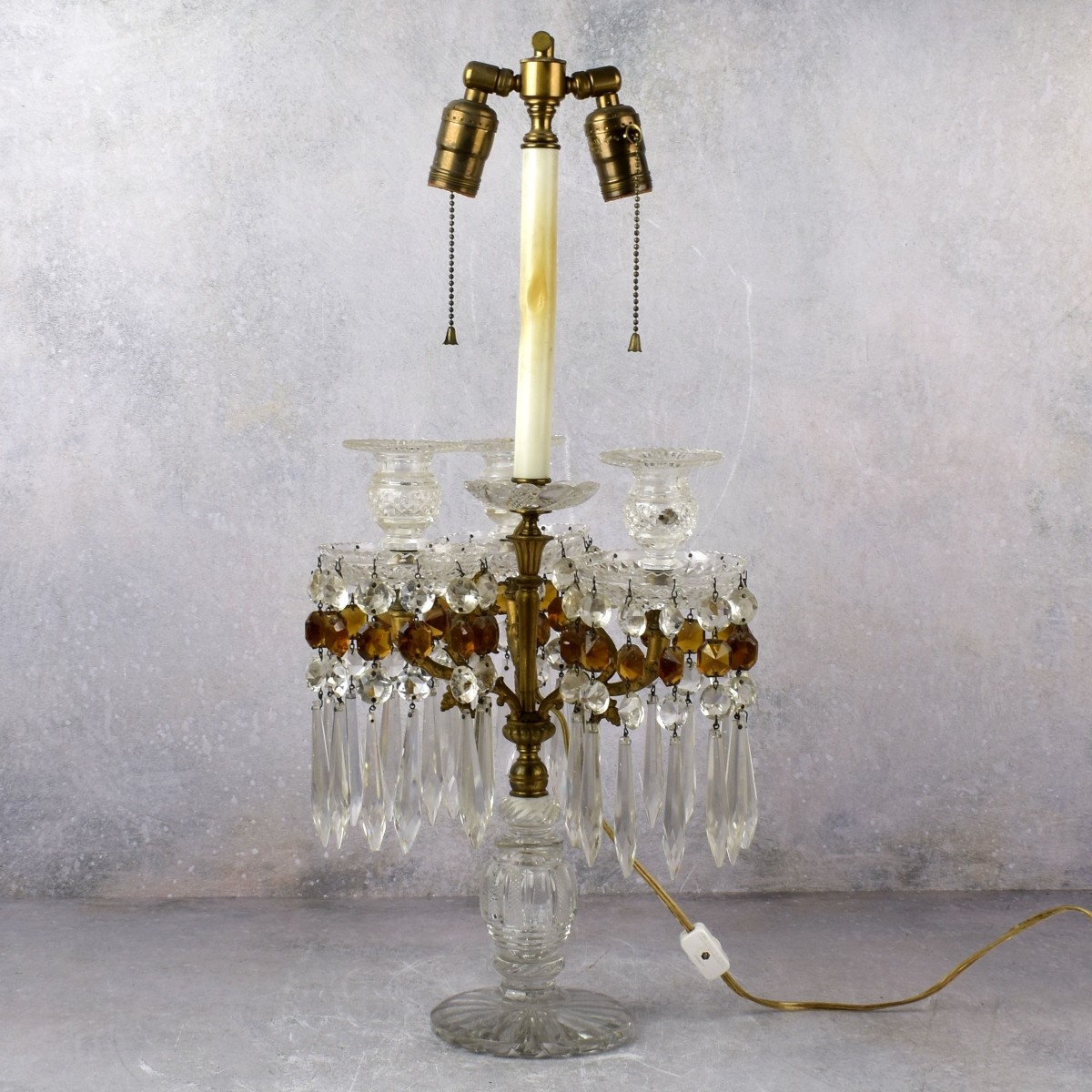 Antique Cut Crystal Luster Table Lamp