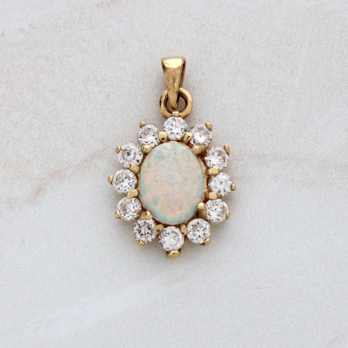Opal, Sapphire and 14K Pendant