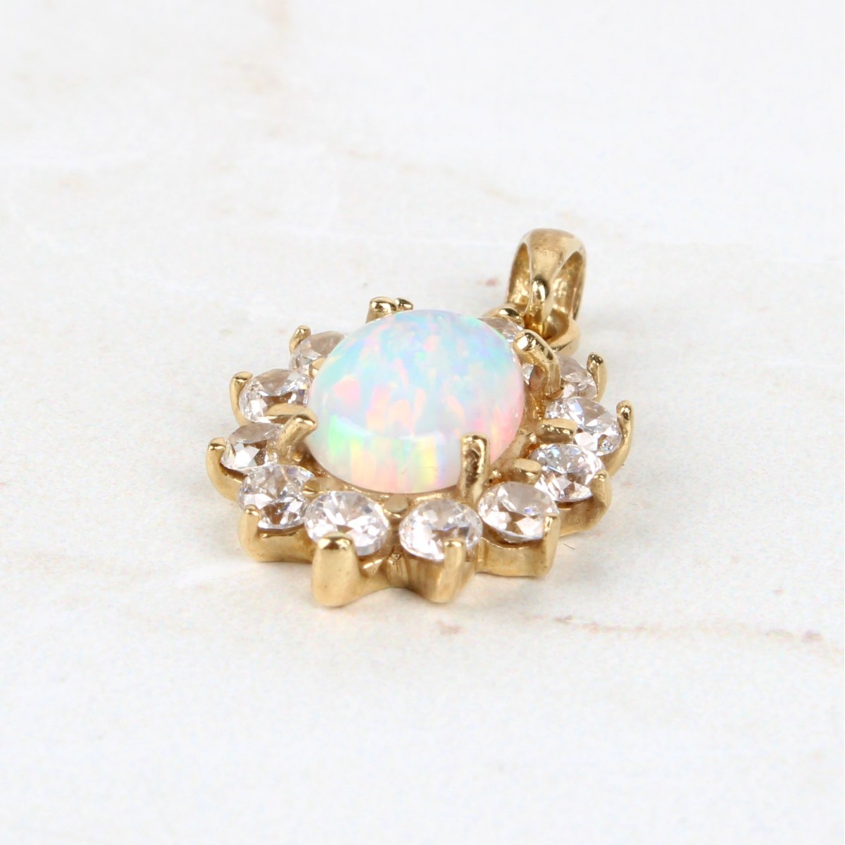 Opal, Sapphire and 14K Pendant