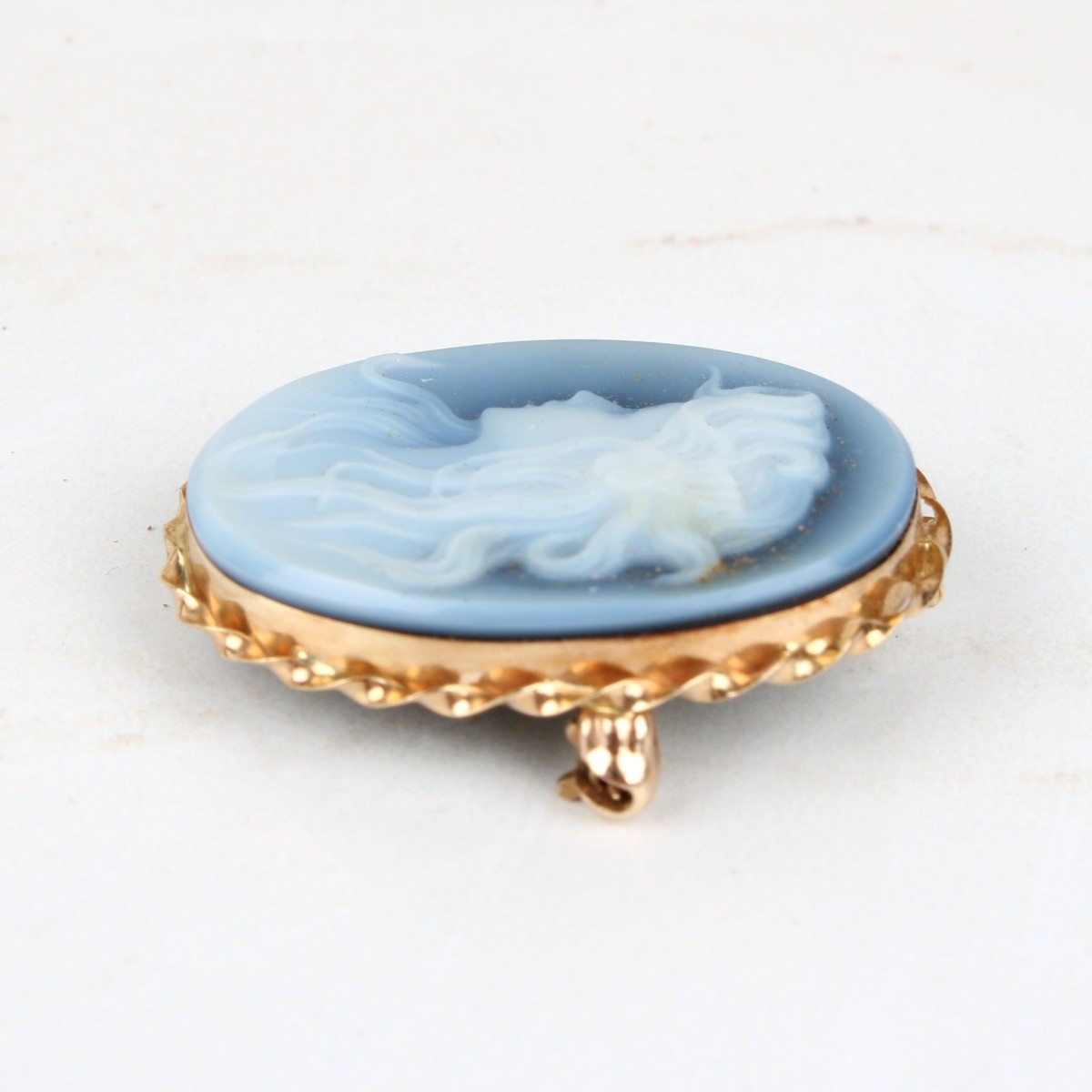 Onyx and 14K Cameo Pin / Pendant