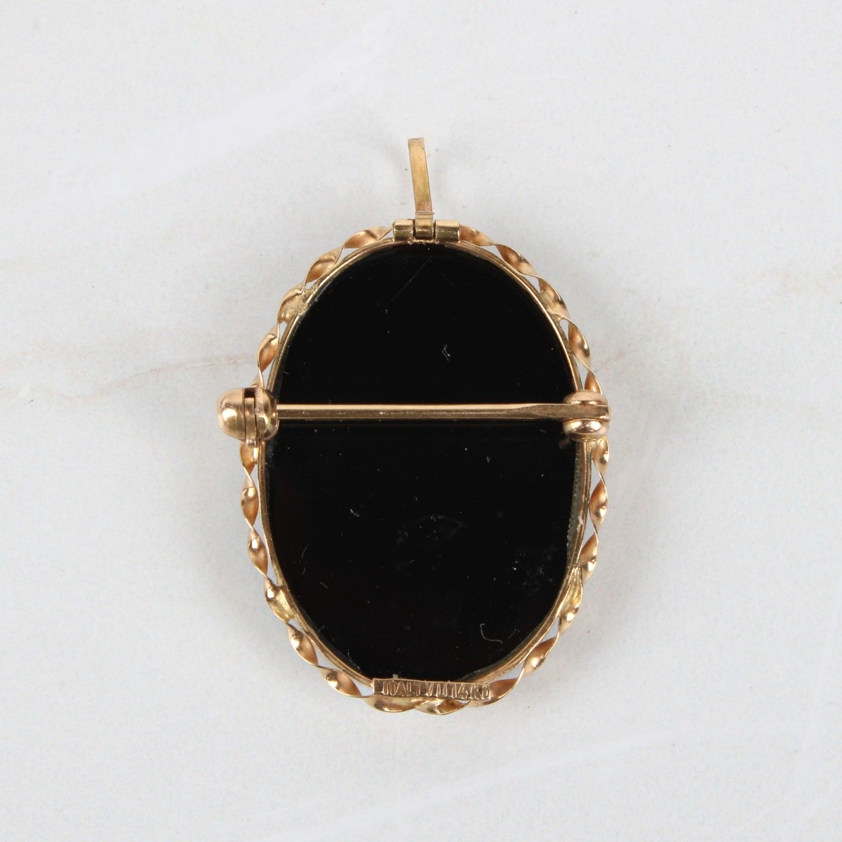 Onyx and 14K Cameo Pin / Pendant