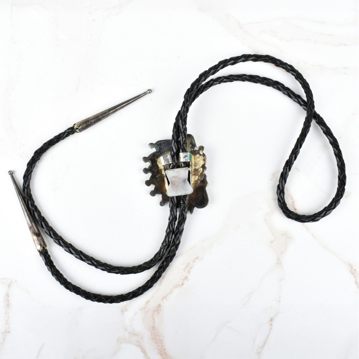 Native American Hardstone & Silver Bolo Tie