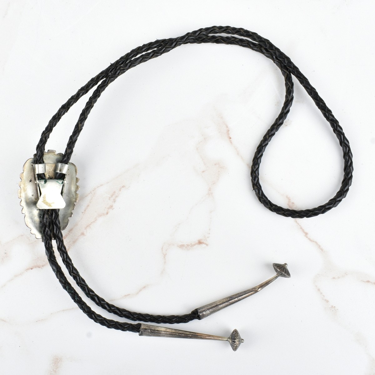 Zuni Hardstone and Silver Bolo Tie
