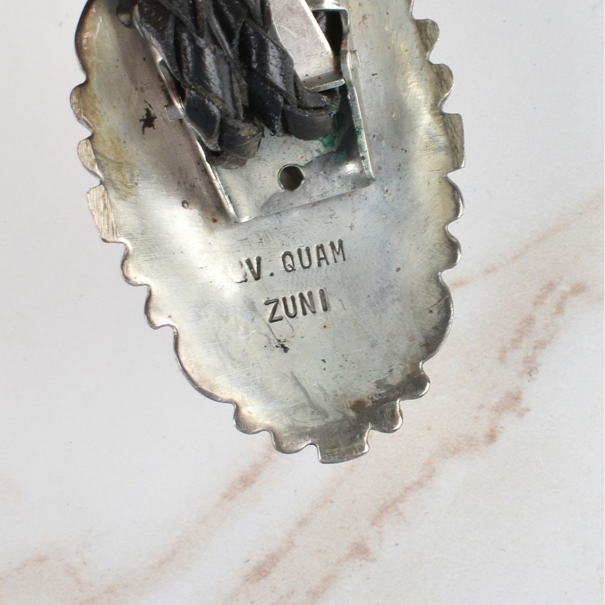 Zuni Hardstone and Silver Bolo Tie