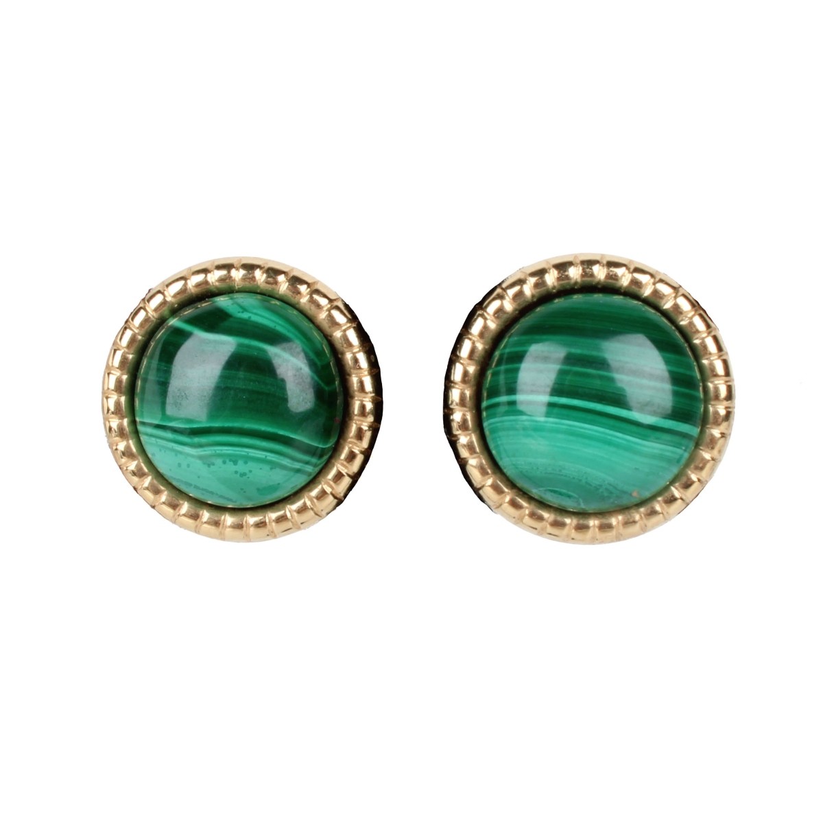 Malachite and 14K Earrings