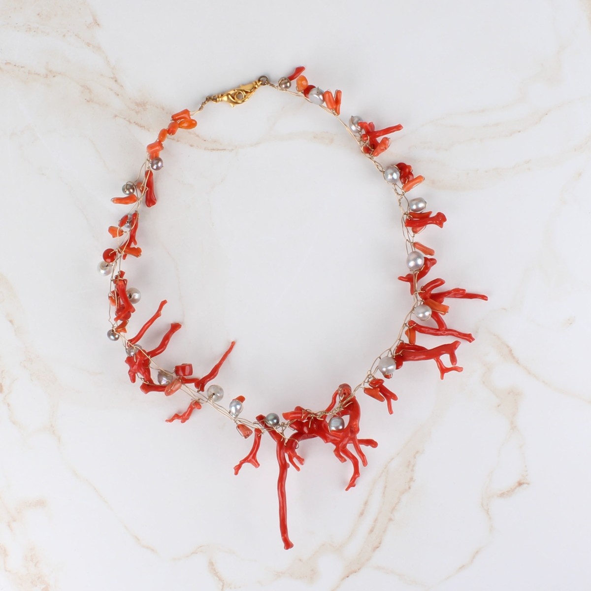Coral and Pearl Necklace
