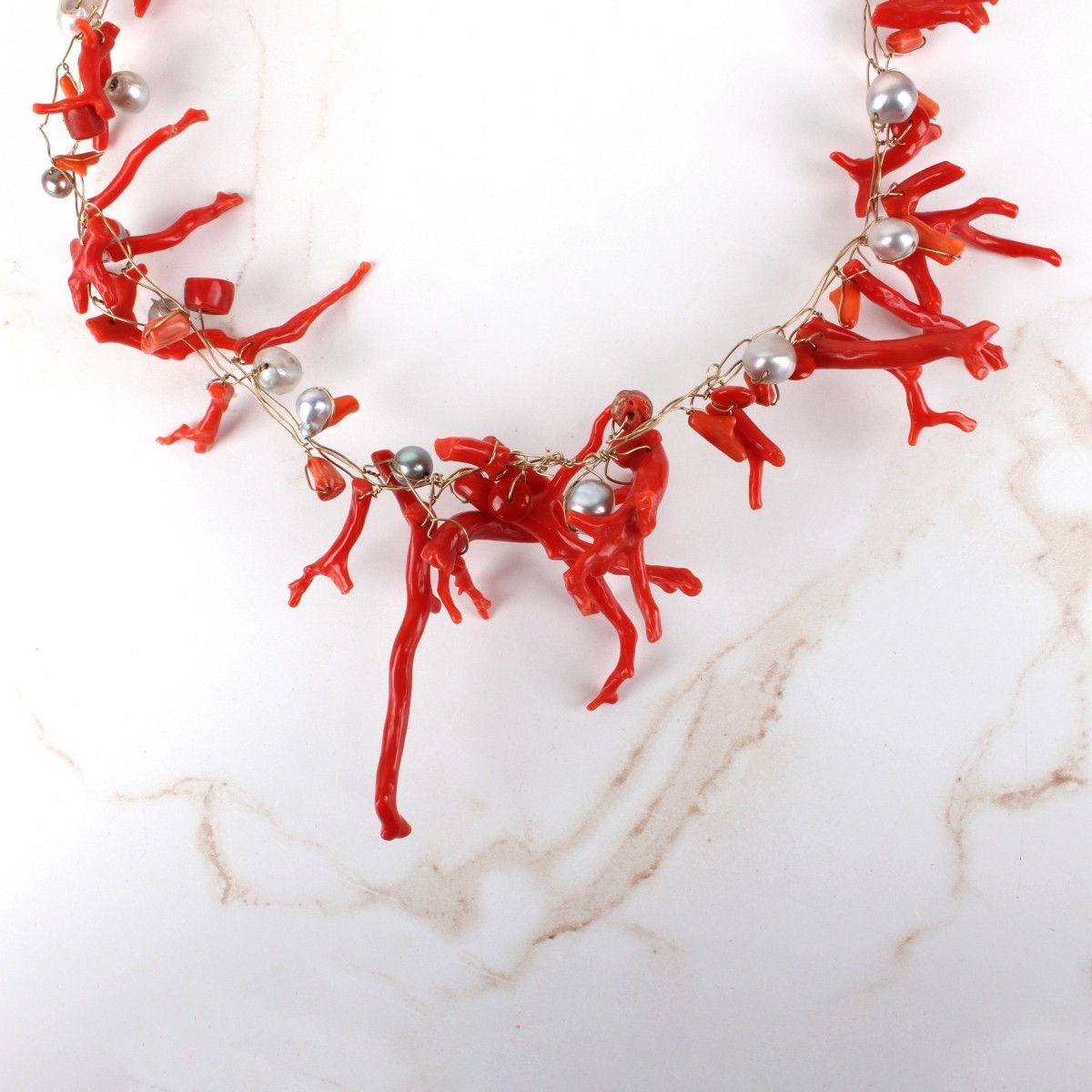 Coral and Pearl Necklace