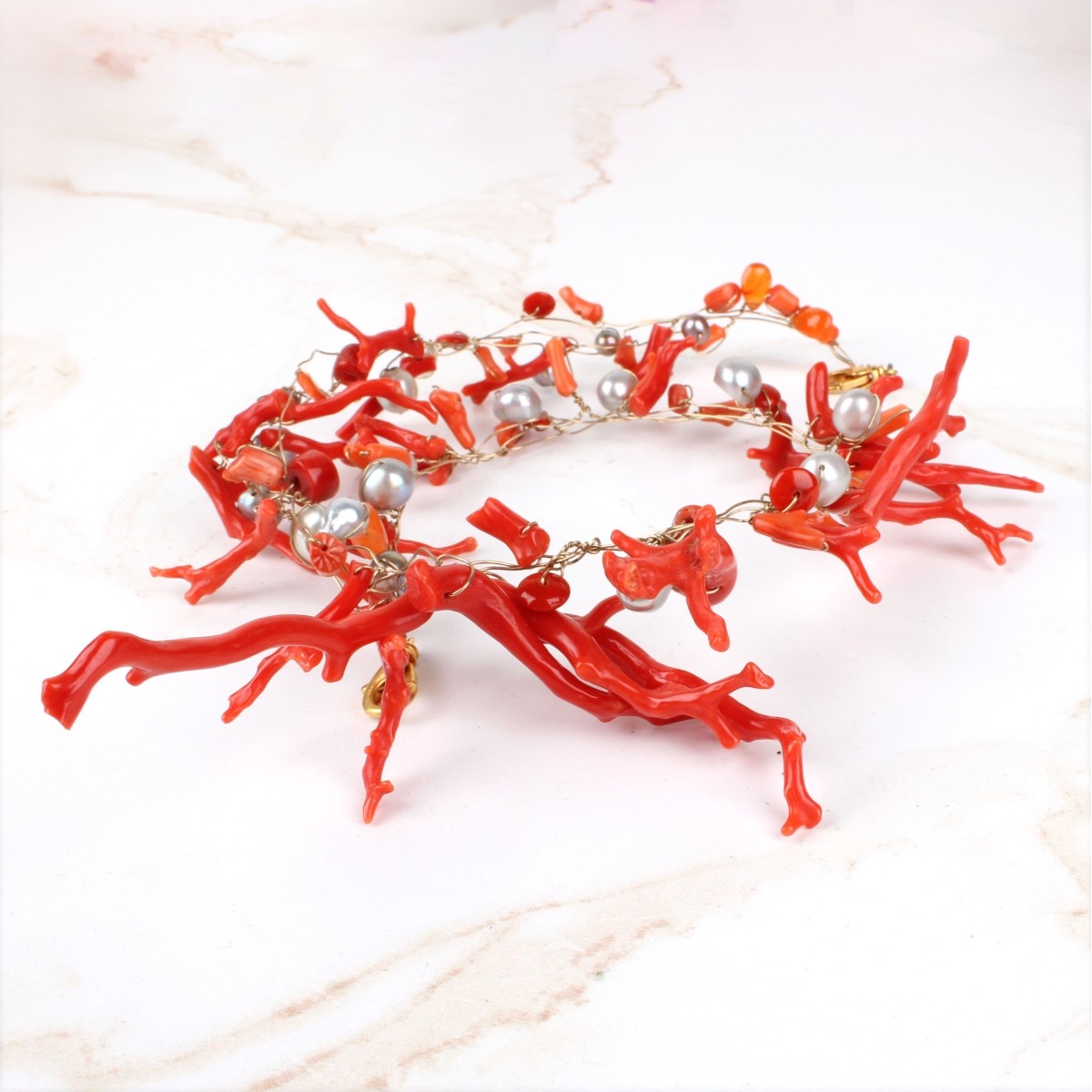 Coral and Pearl Necklace