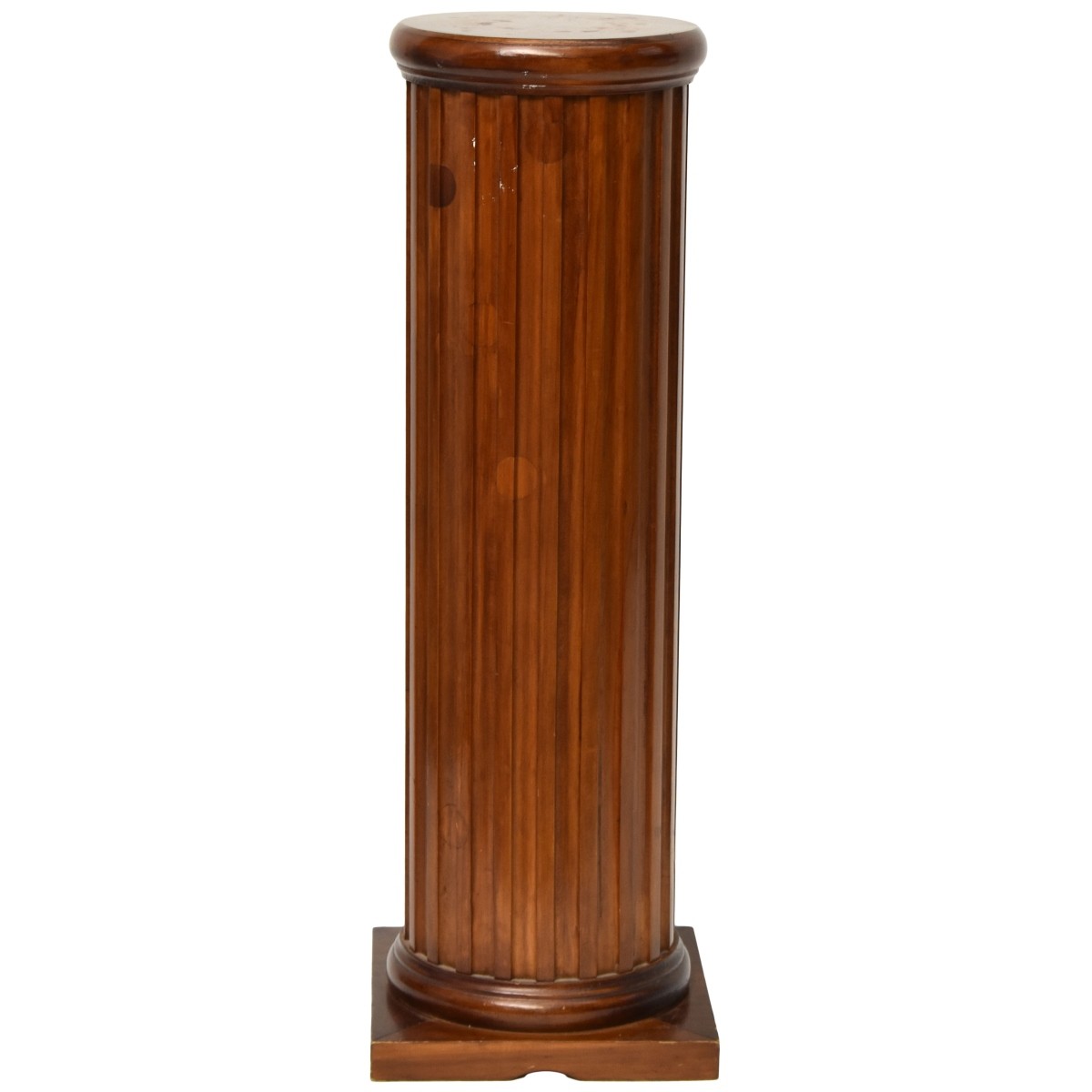 Round Fluted Column Wood Pedestal Stand