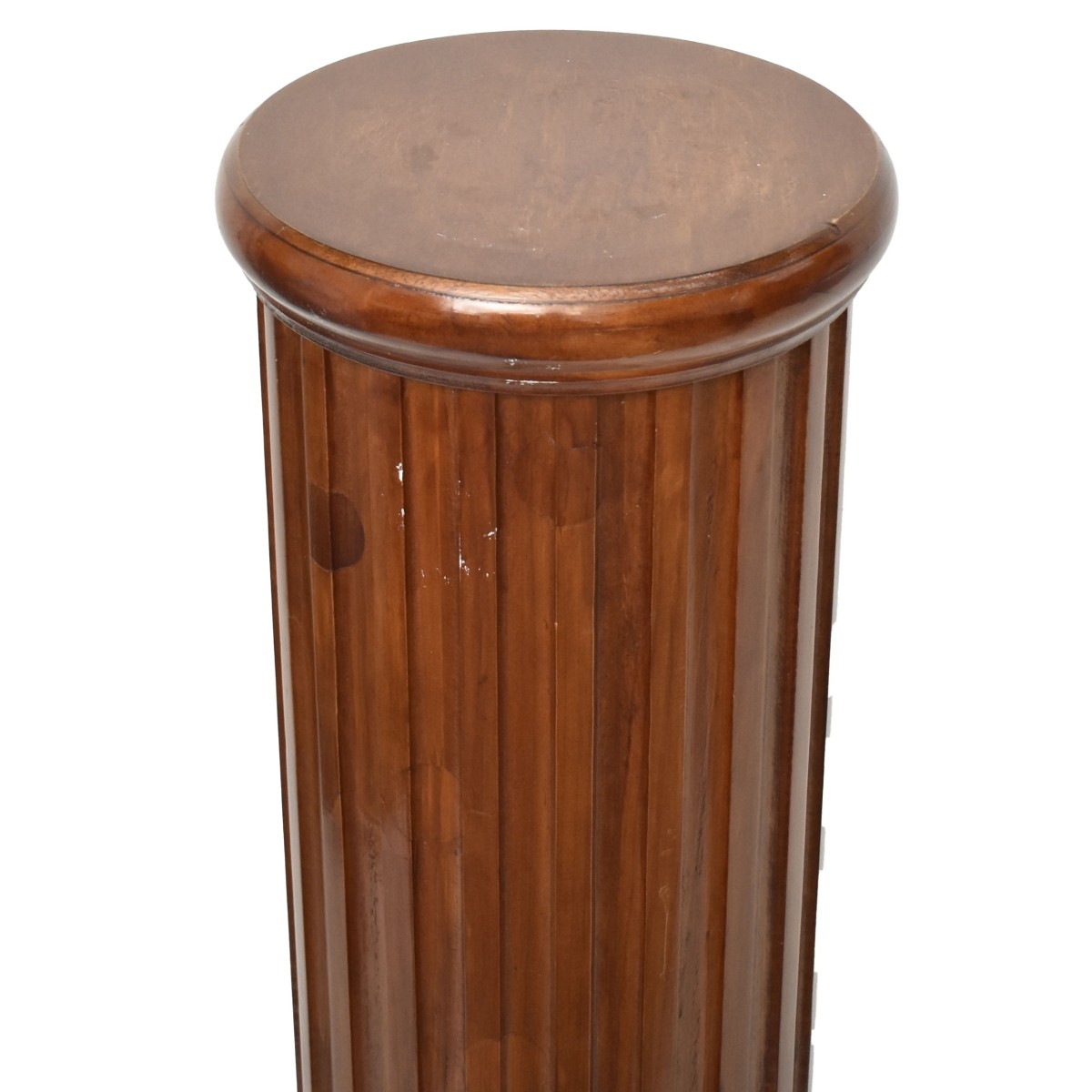 Round Fluted Column Wood Pedestal Stand