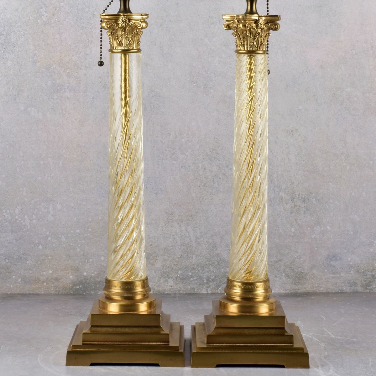 Mid-century Modern Neo-classical Glass Lamps