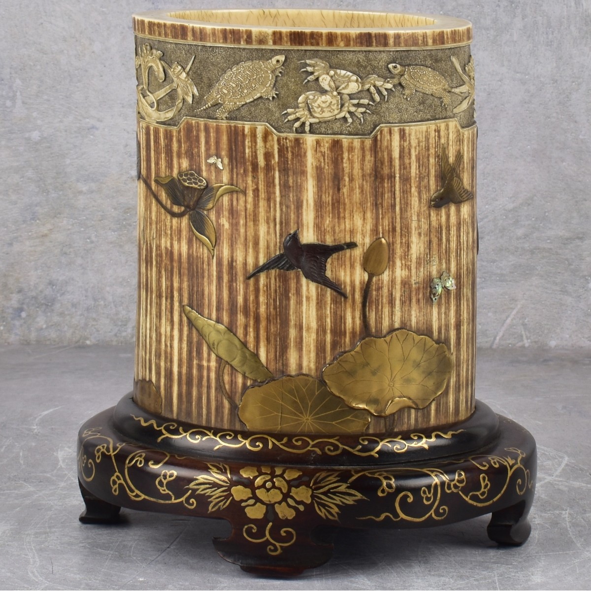 Rare 19th Century Japanese Shibayama Brush Pot