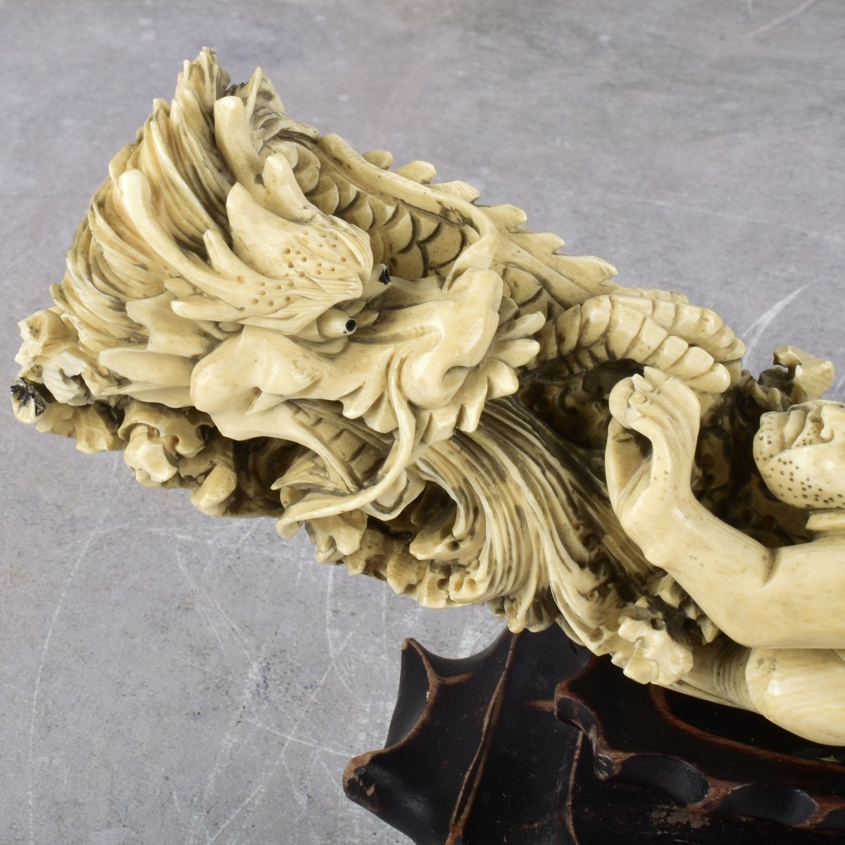 Antique Carved Chinese Sculpture of a Dragon