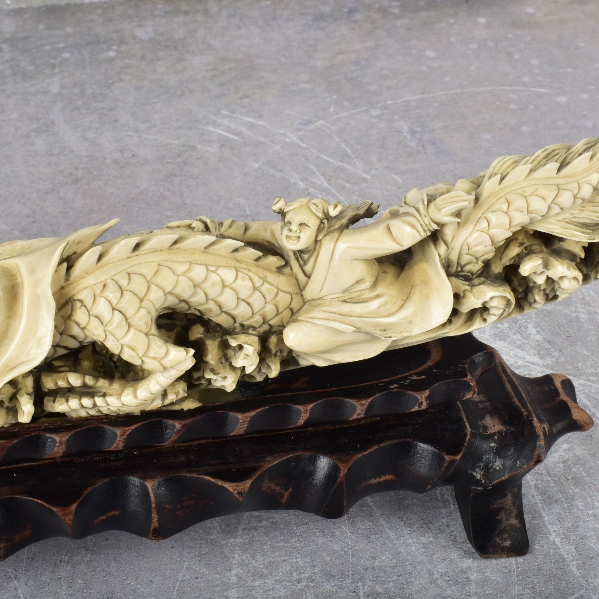 Antique Carved Chinese Sculpture of a Dragon