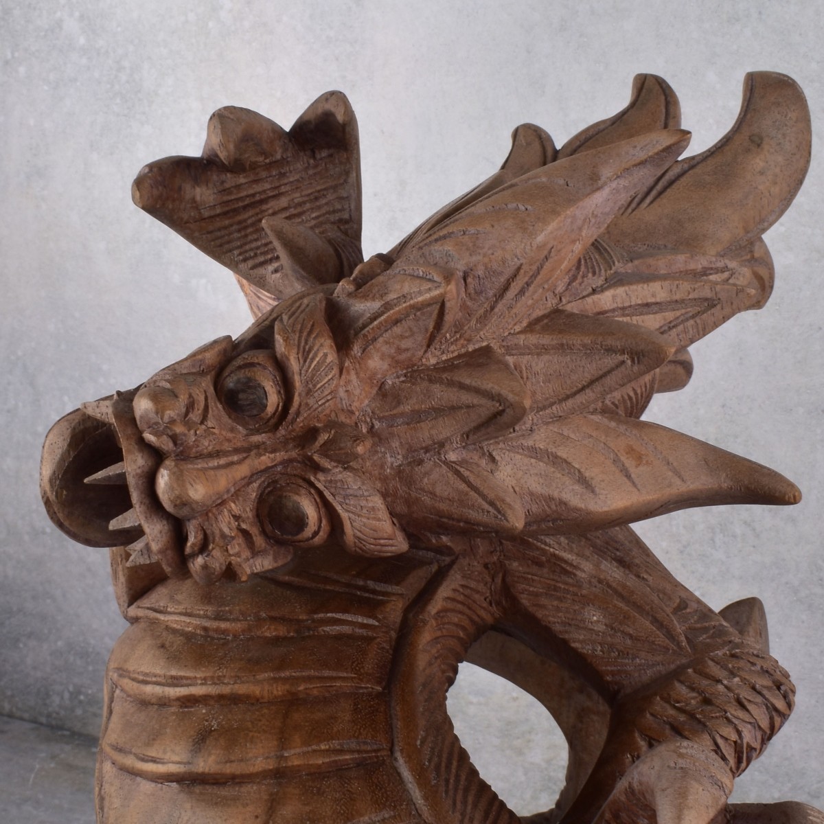 Vintage Carved Chinese Dragon Sculptures