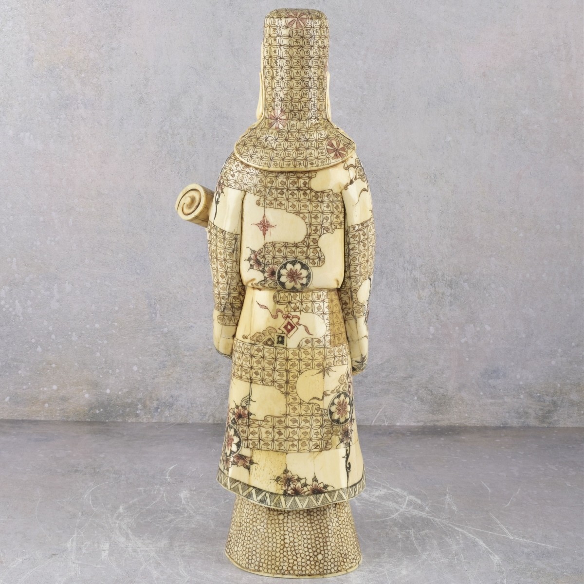 Vintage Chinese Lu Xing Carved Bone Statue