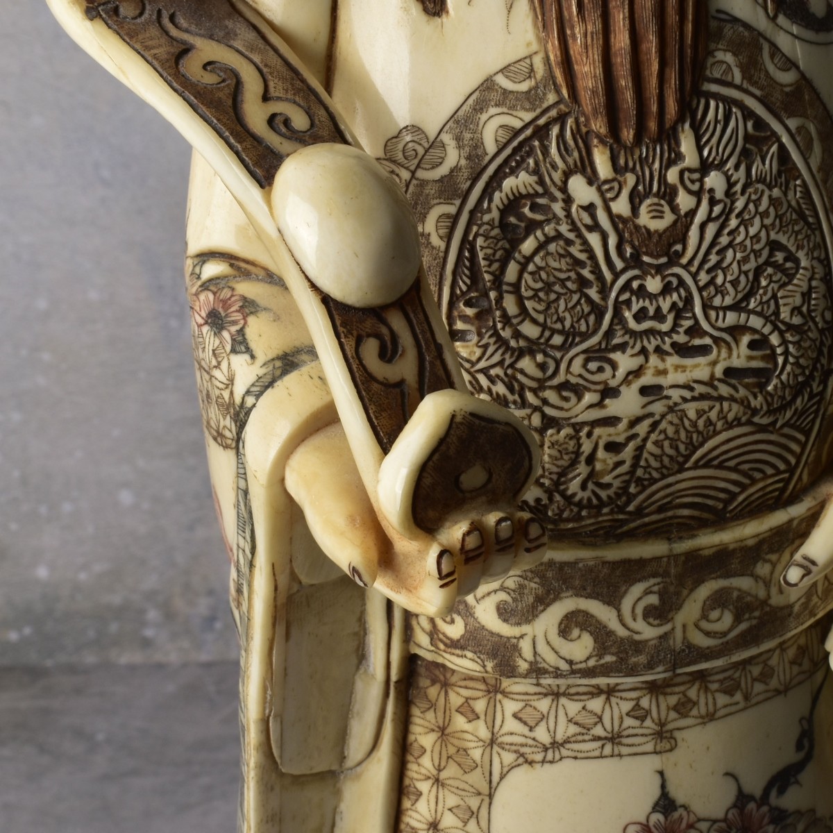 Vintage Chinese Fu Lu Carved Bone Statue