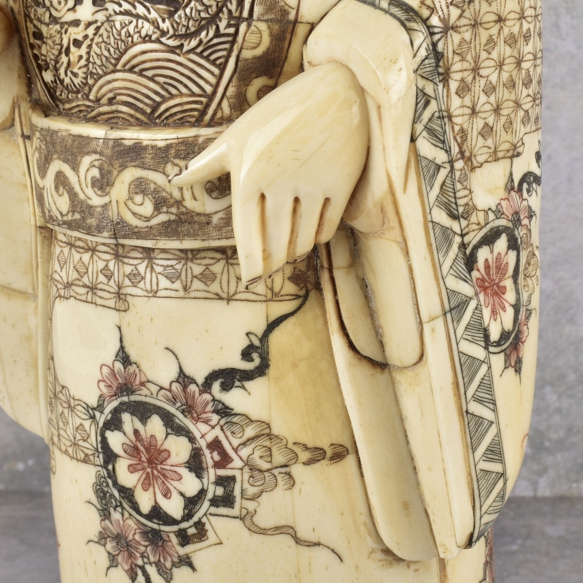 Vintage Chinese Fu Lu Carved Bone Statue