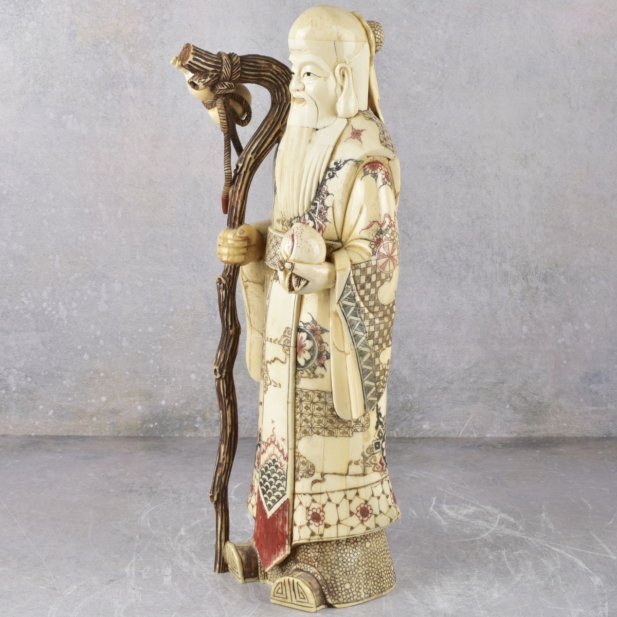 Vintage Chinese Shou Lao Carved Bone Statue