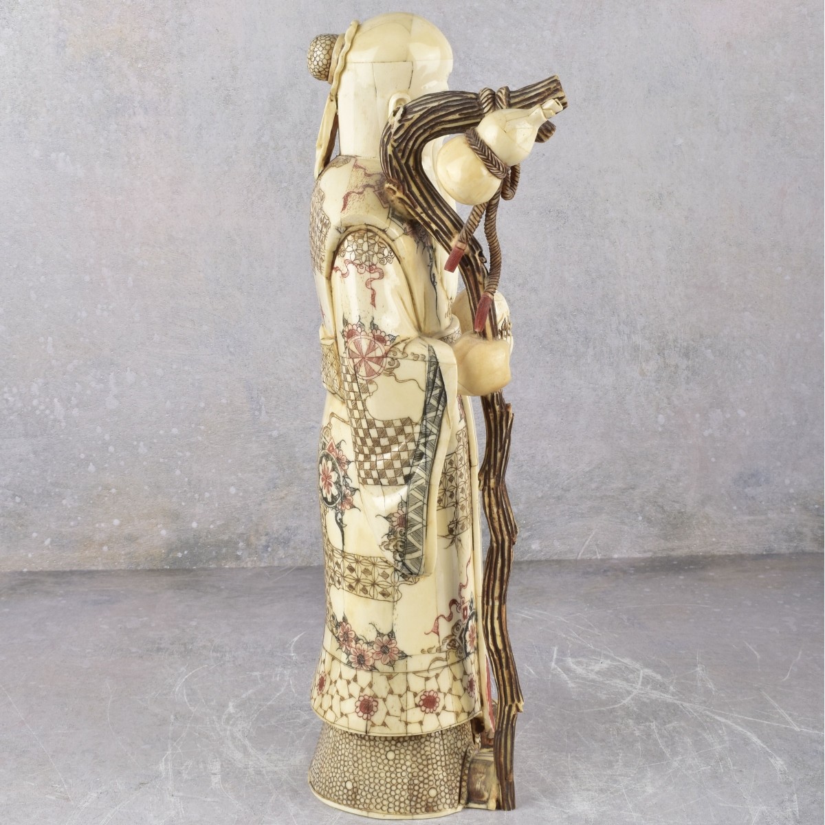 Vintage Chinese Shou Lao Carved Bone Statue