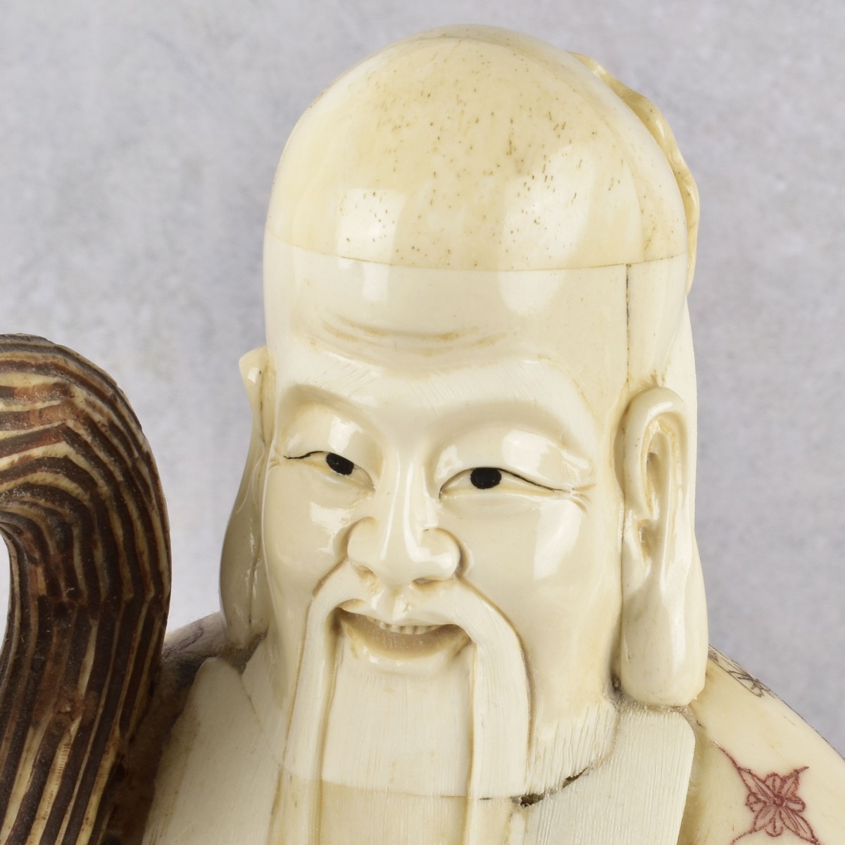 Vintage Chinese Shou Lao Carved Bone Statue