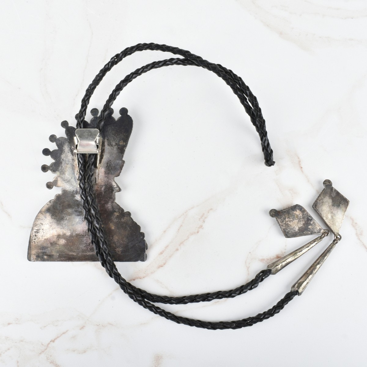 Zuni Hardstone and Silver Bolo Tie