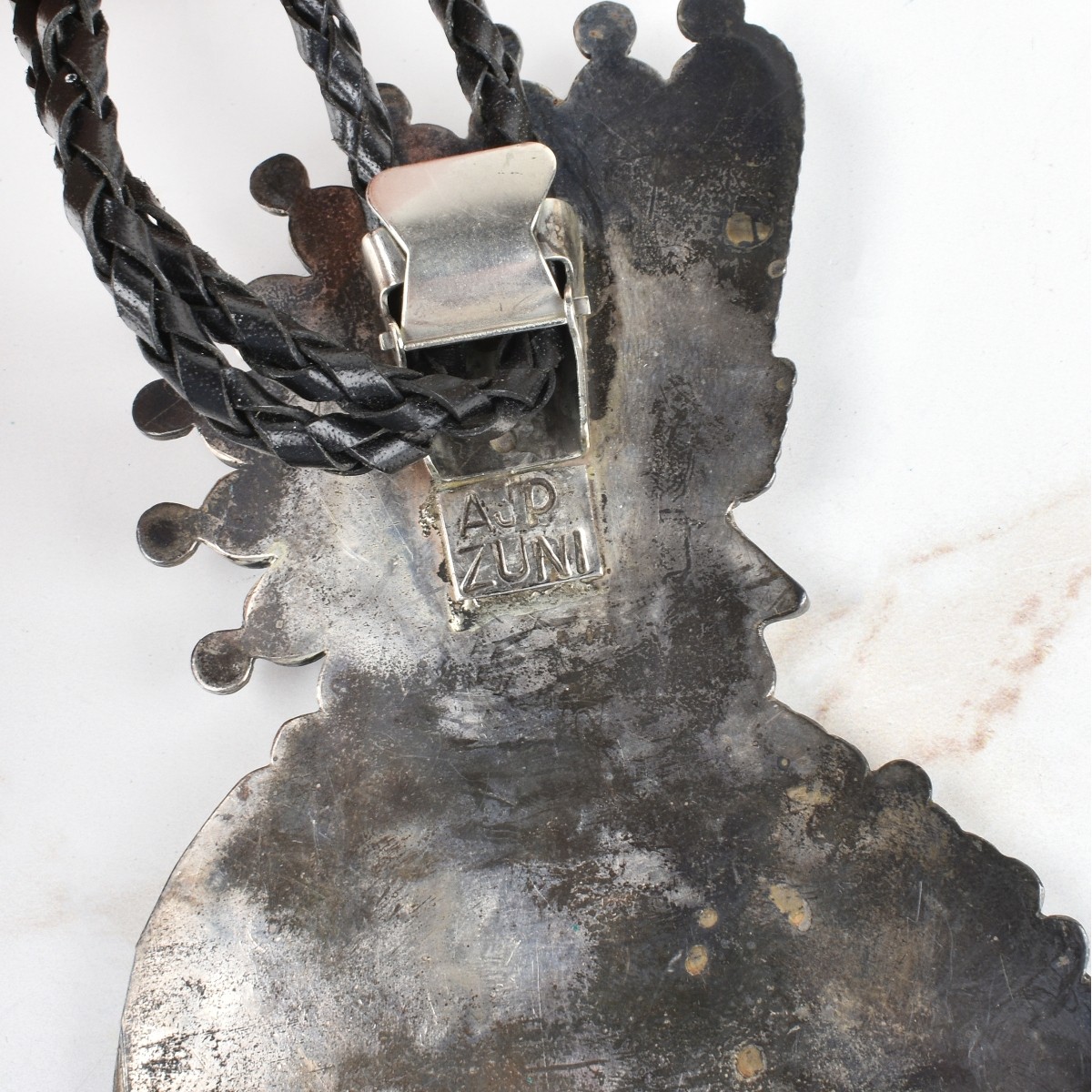 Zuni Hardstone and Silver Bolo Tie