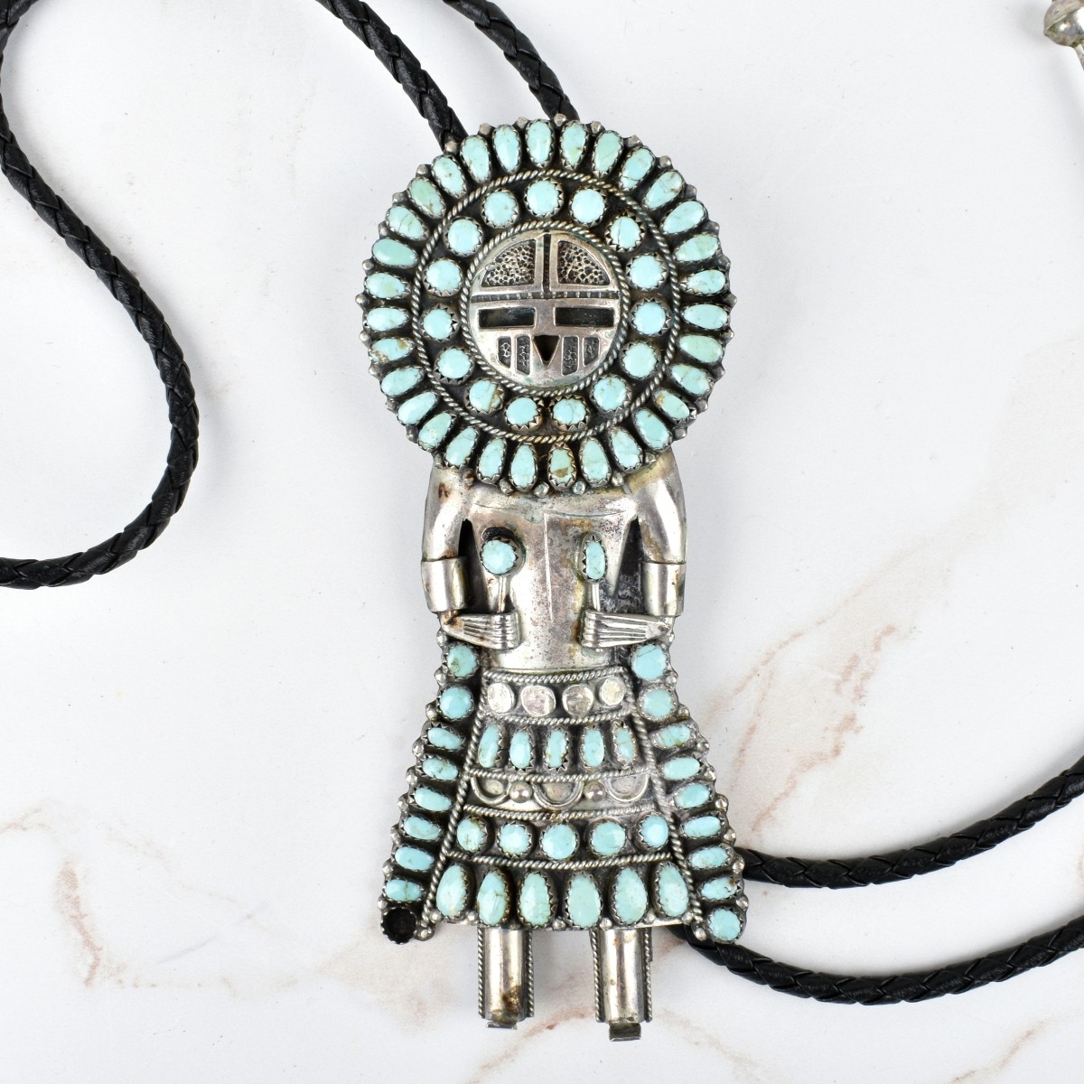 Navajo Turquoise and Silver Bolo Tie