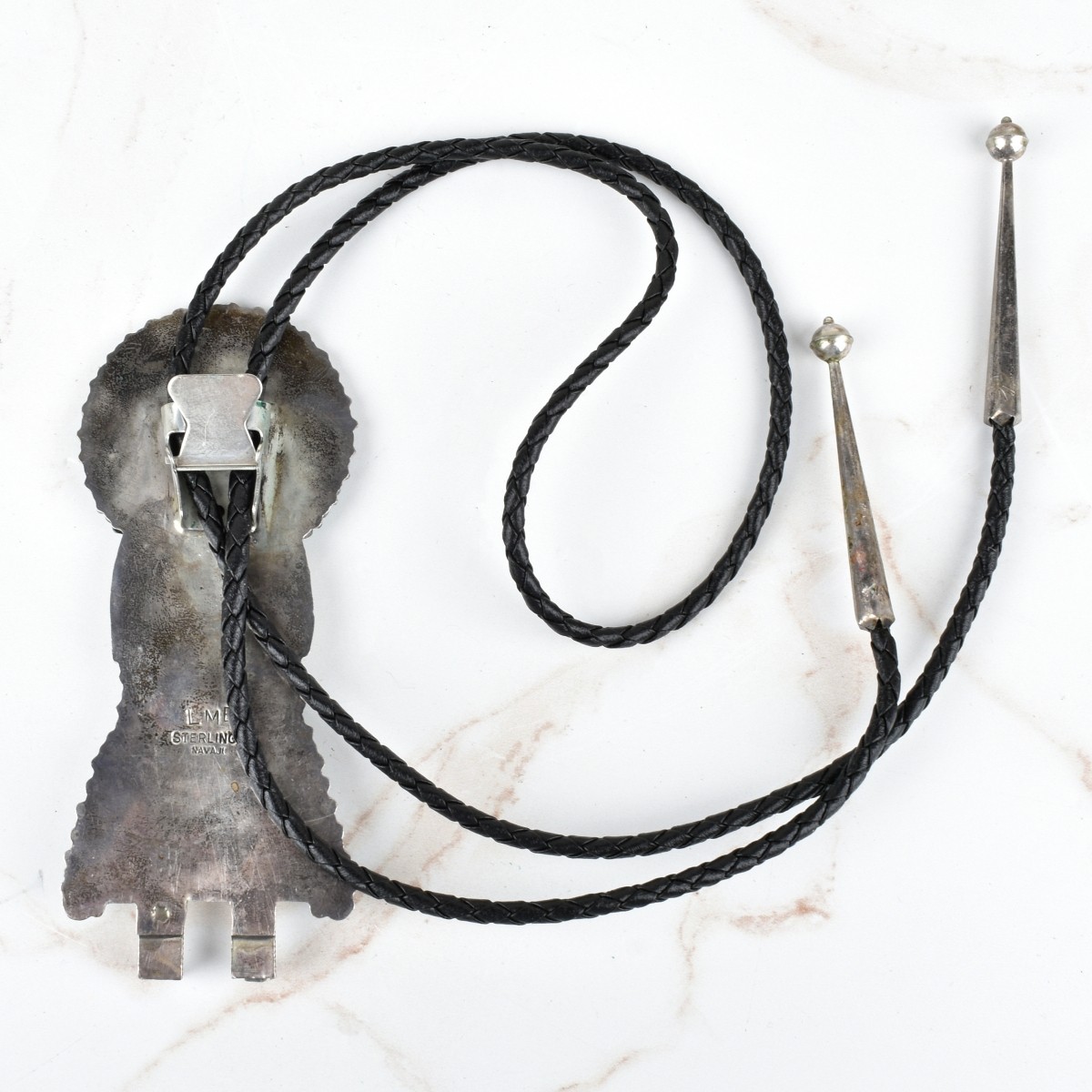 Navajo Turquoise and Silver Bolo Tie