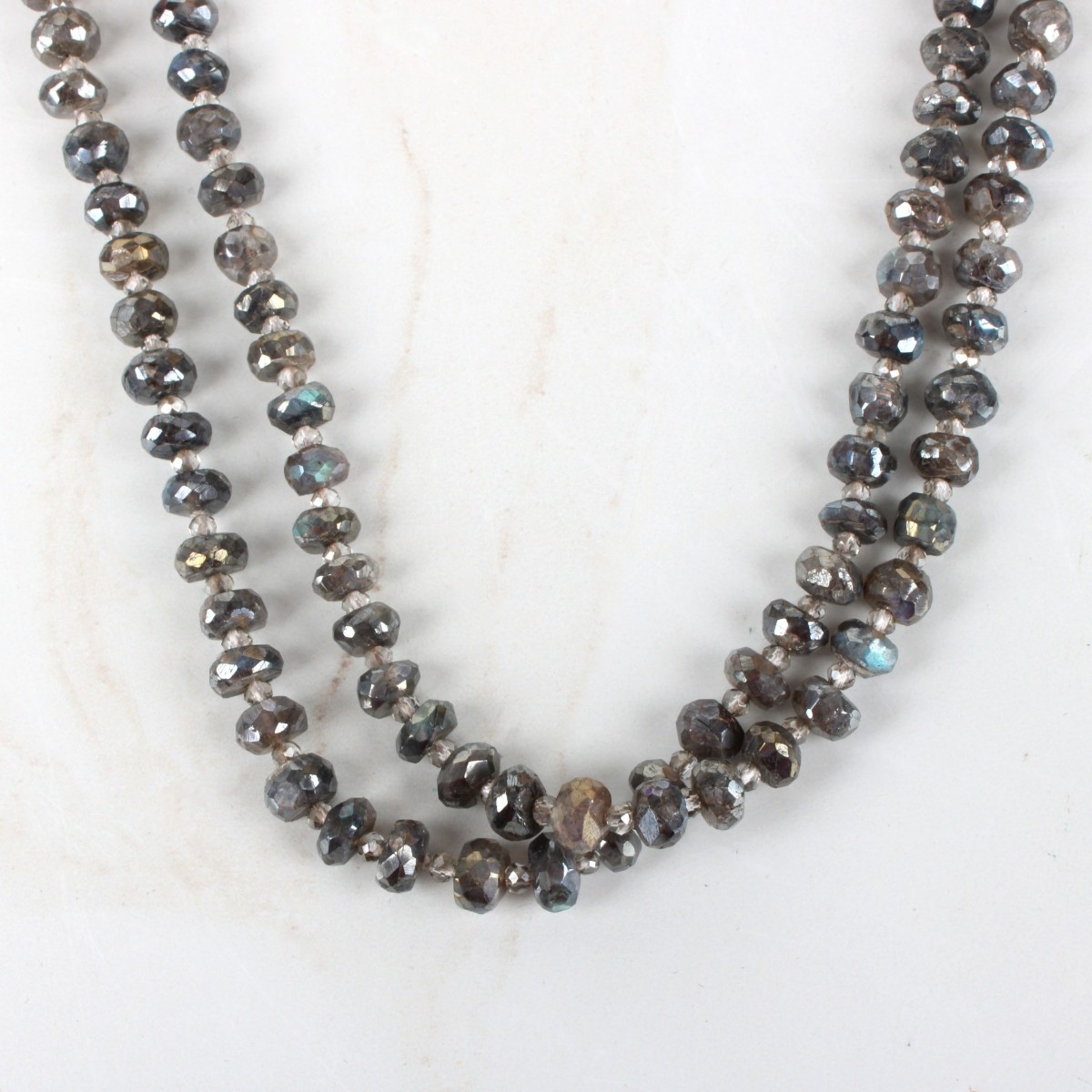 Long Labradorite Bead Necklace