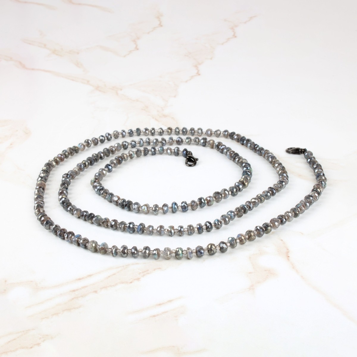 Long Labradorite Bead Necklace