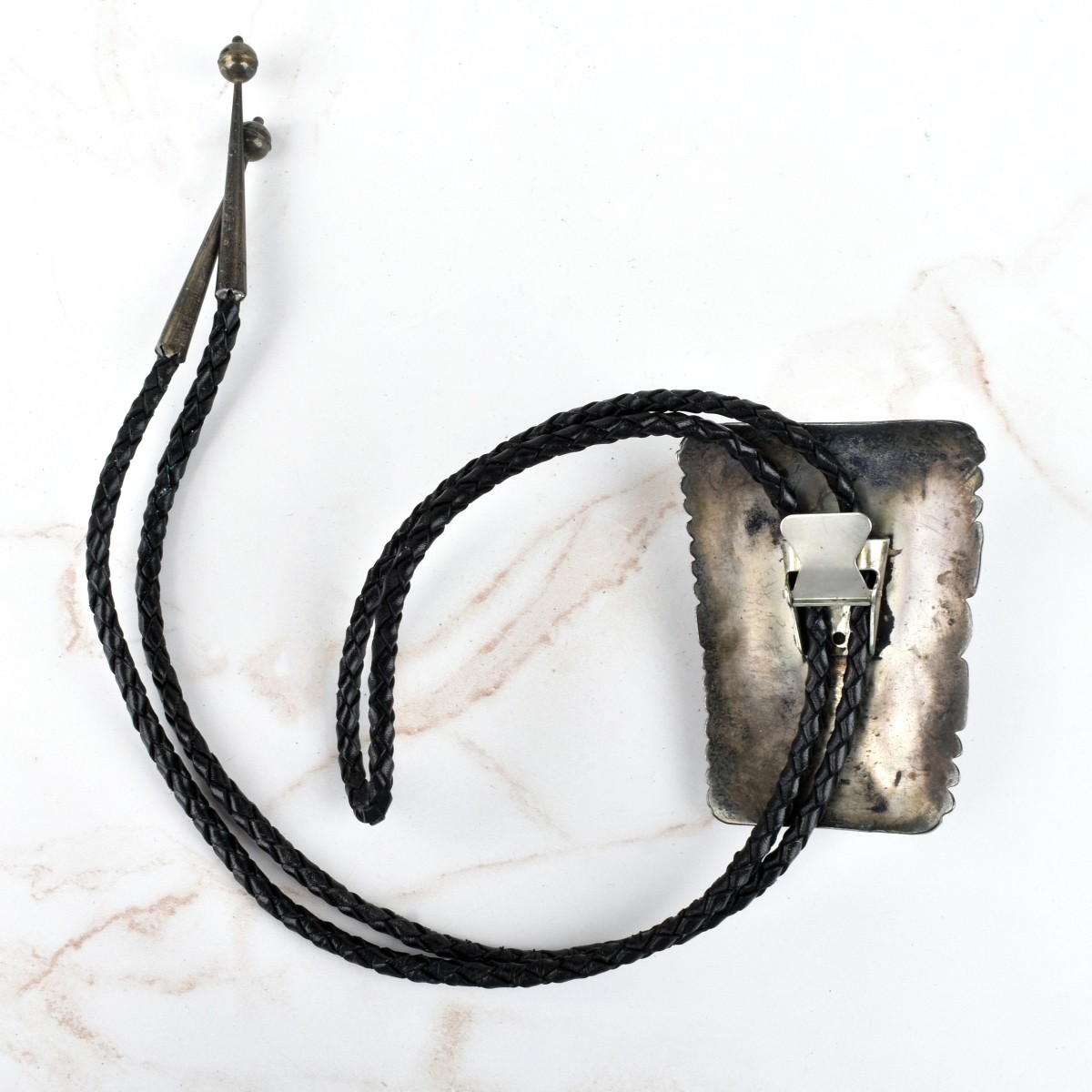 Navajo Coral Turquoise and Silver Bolo Tie