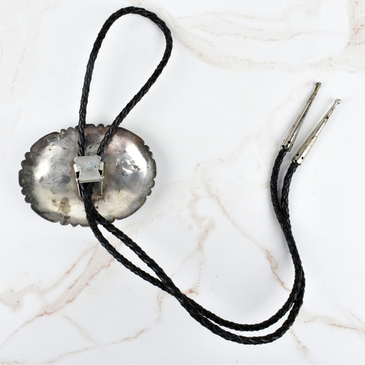 Zuni Hardstone and Silver Bolo Tie