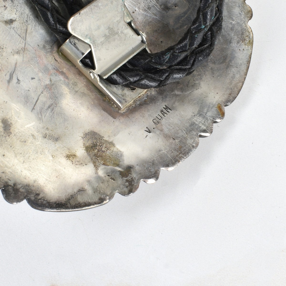 Zuni Hardstone and Silver Bolo Tie