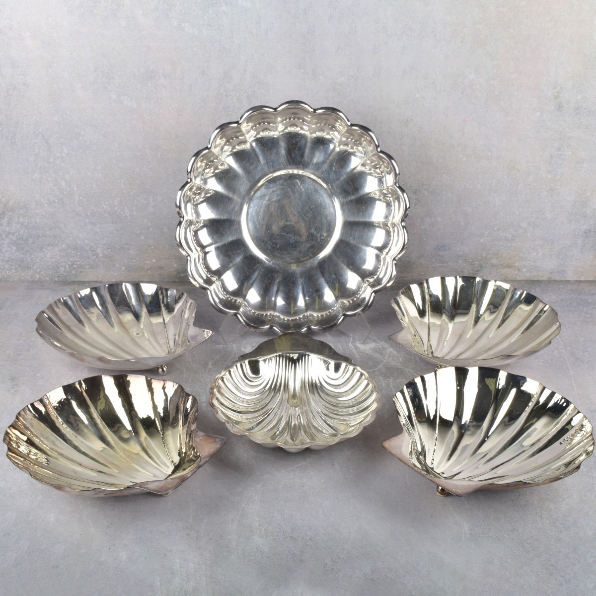 Heavy Silver Plated Shell Dishes