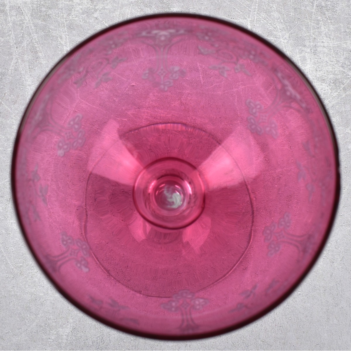 Victorian Engraved Cranberry Wine Glasses